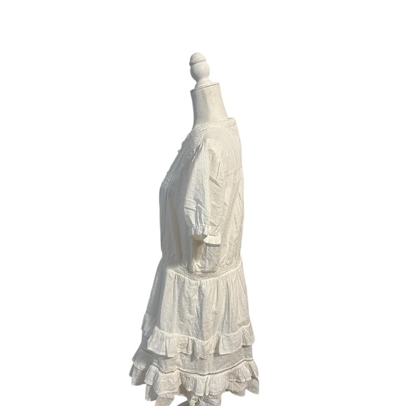 LC Lauren Conrad White Cottagecore Ruffle Swiss Dot Romantic Dress SZ XL Beachy - Picture 2 of 13